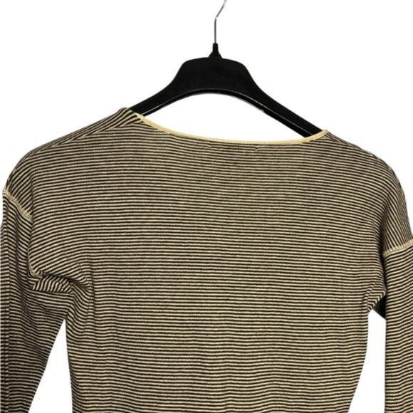 Banana Republic Women’s Sweater Size S V Neck Striped Brown Tan Cotton Angora - Picture 5 of 8